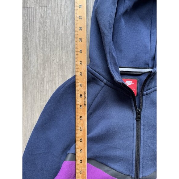 Nike Y2K Tech Fleece Full Zip Jacket Hoodie Purple Blue Youth Large Sports Fade - Picture 12 of 12
